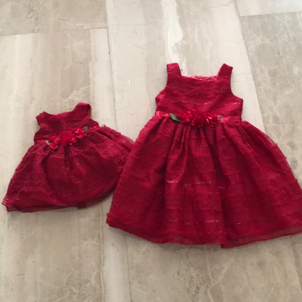 2 beautiful red matching dresses
